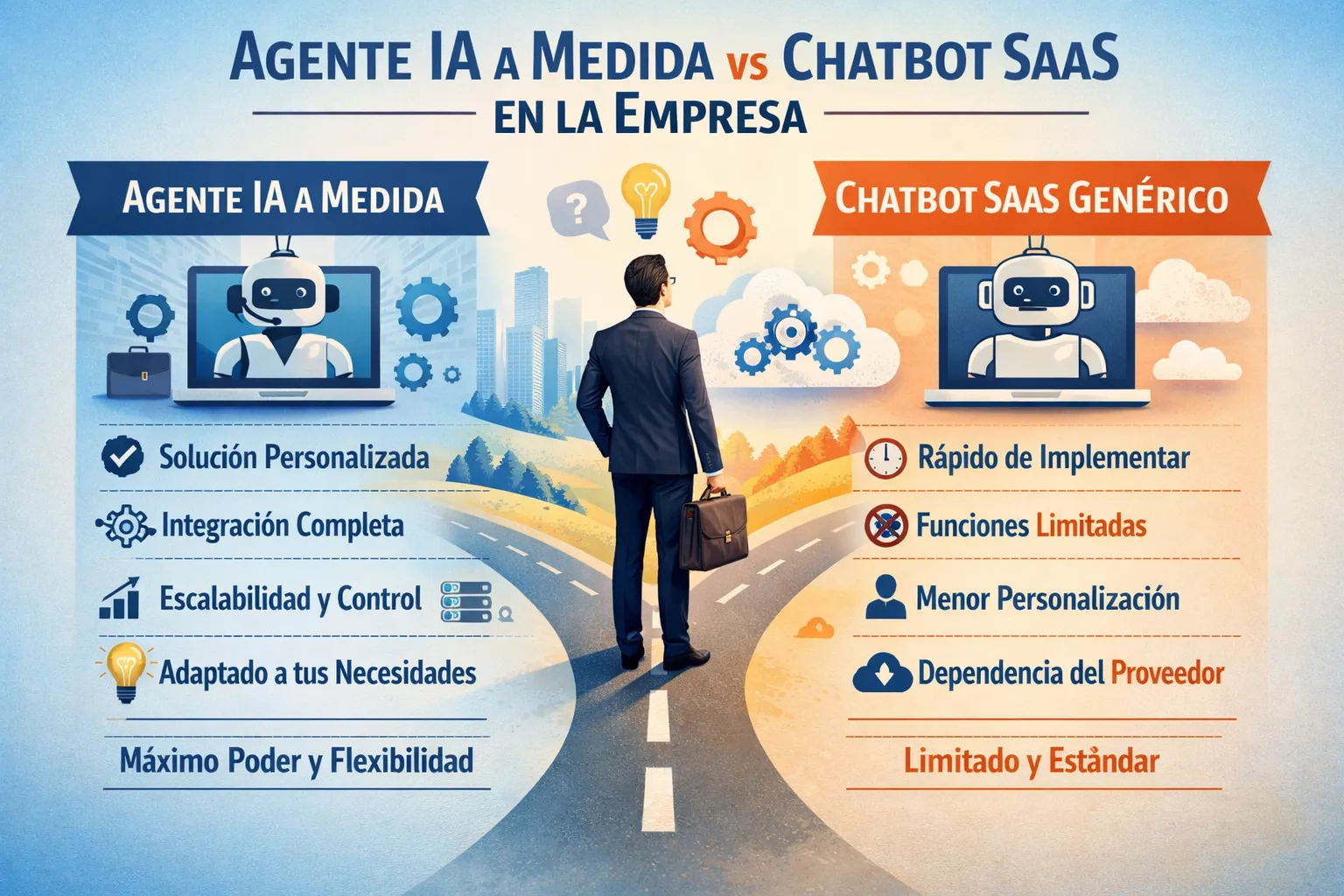 Agente IA a medida vs chatbot SaaS: qué le conviene a tu empresa en 2026