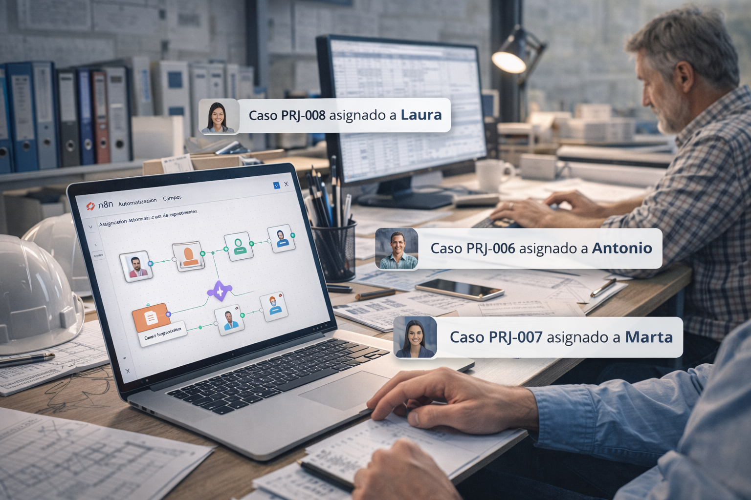 Cómo automatizamos la asignación de expedientes en una oficina técnica con n8n y PostgreSQL