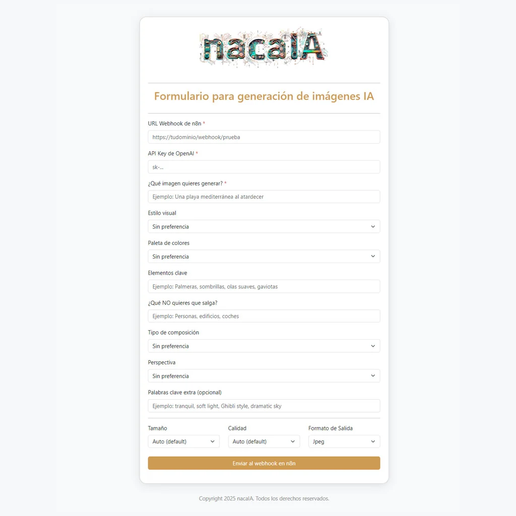 Formulario para conectar con el workflow de n8n