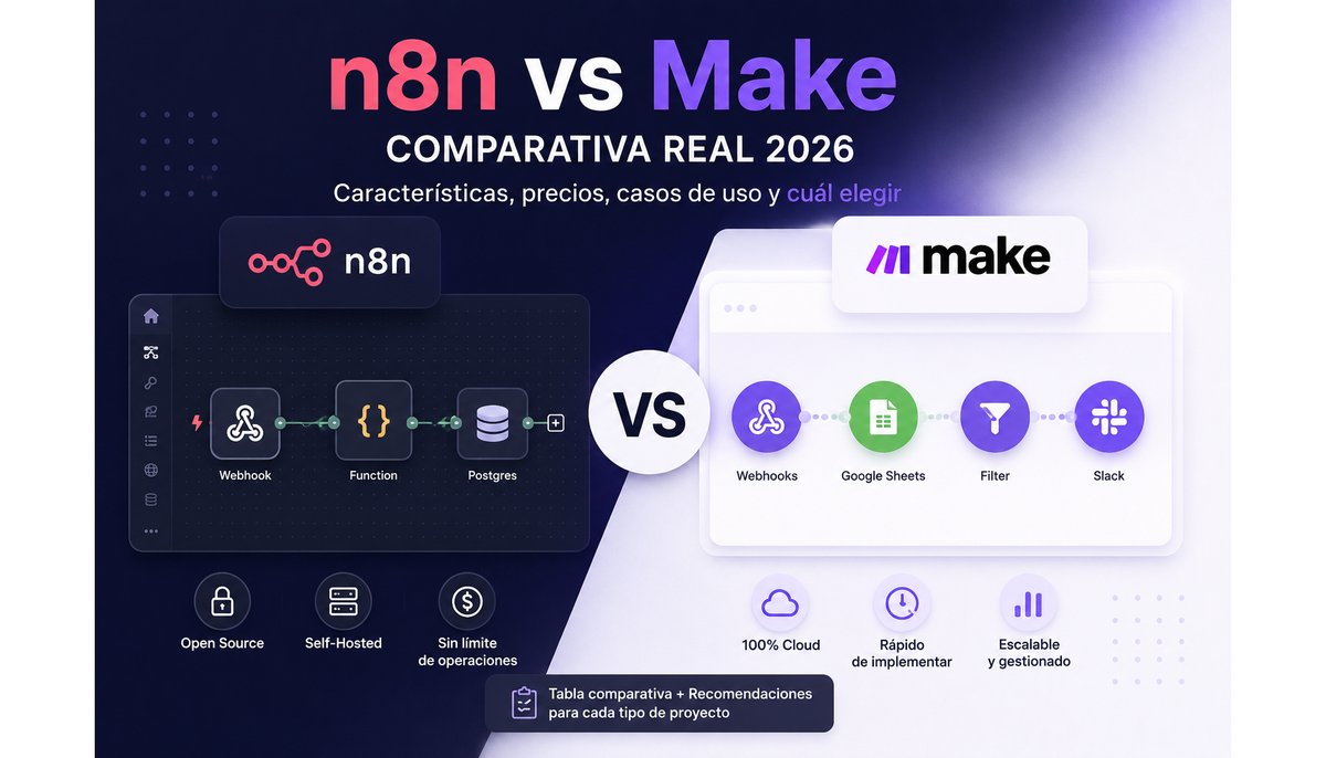n8n vs Make: comparativa real 2026 (con números, no marketing)