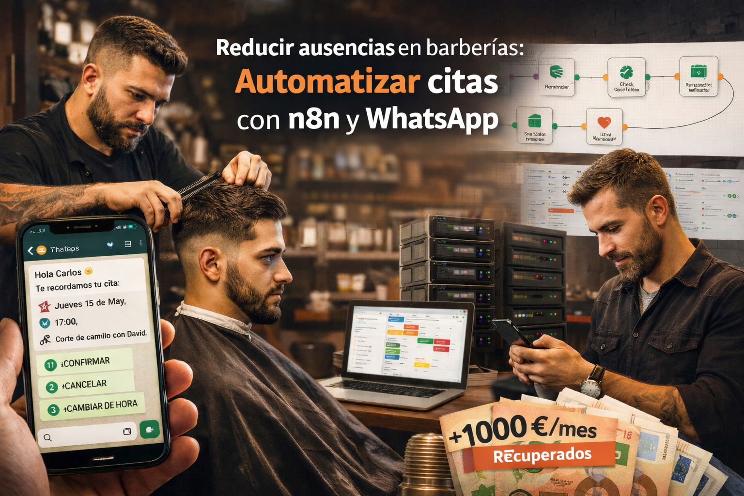 Reducir ausencias en barberías: automatizar citas con n8n y WhatsApp