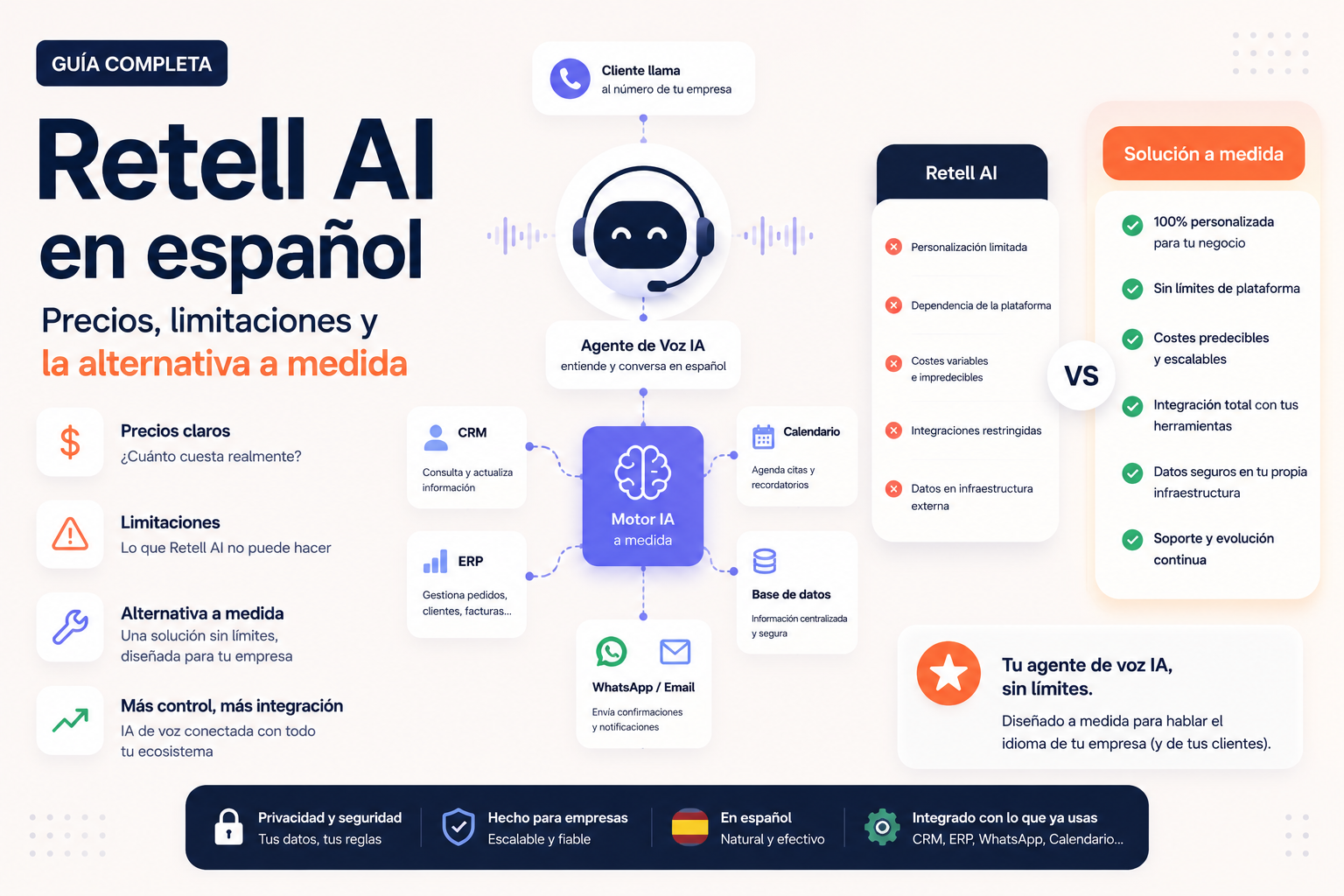 Retell AI en español: precios 2026 y alternativa a medida